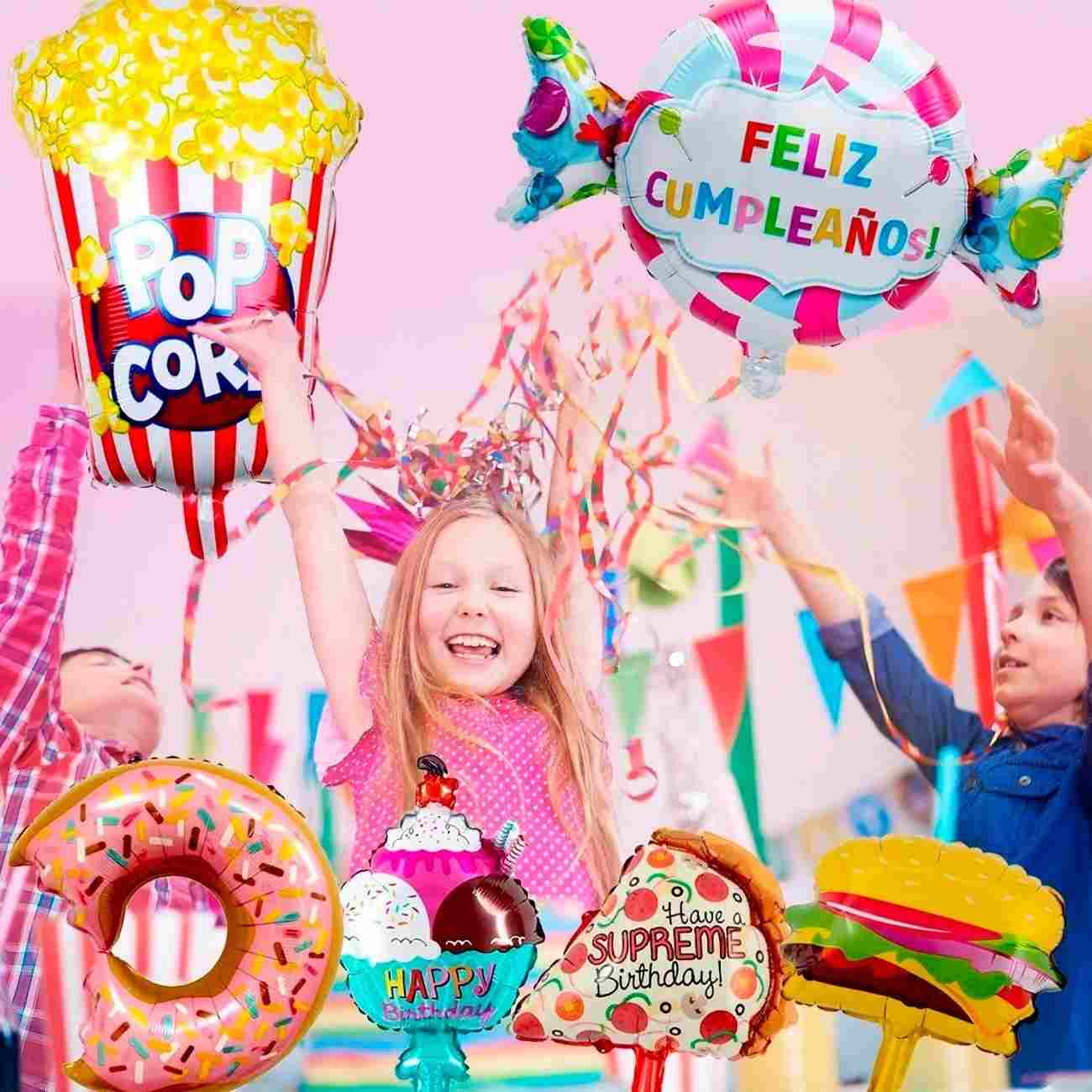 Kit Set Globo Feliz Cumpleaño Pop Corn Metalizado Candy